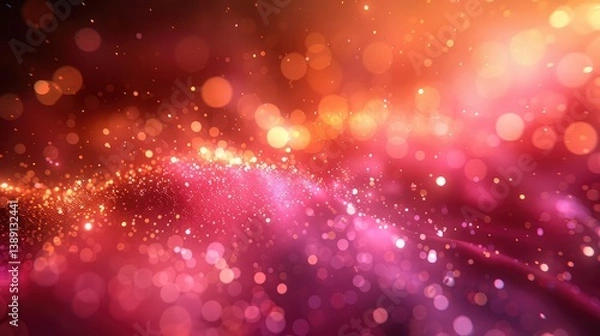 Fototapeta A gentle bokeh-filled warm background with soft pink and orange tones, creating a soothing ambiance