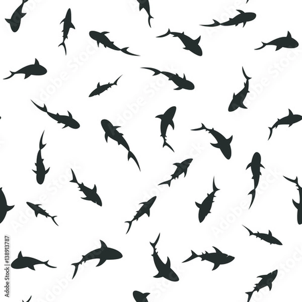Fototapeta Swimming sharks seamless pattern