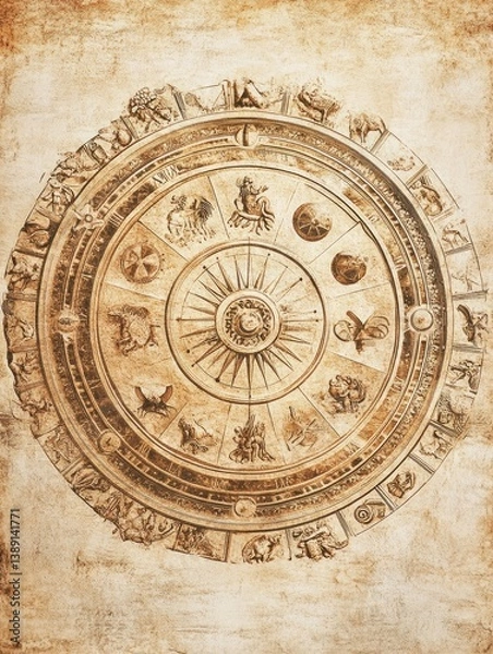 Obraz Ancient circular astronomical chart