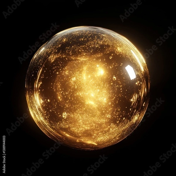 Obraz A glowing golden orb displaying bright light and internal sparkles
