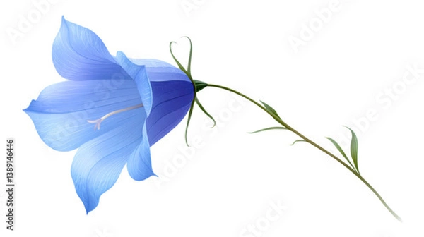 Obraz isolated transparent Background. single bluebell flower with curved stem, showcasing delicate petals and vibrant colors