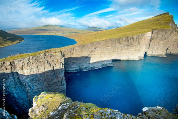 Fototapeta Slave Cliff (Traelanipa) - Faroe Islands