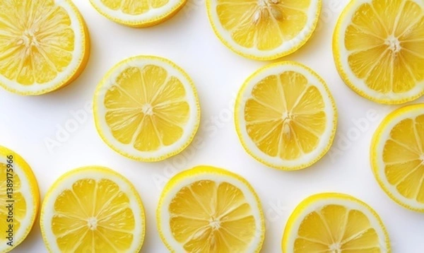 Fototapeta Sliced lemons on a white background.