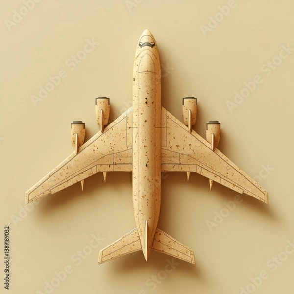 Obraz Beige airplane on neutral background