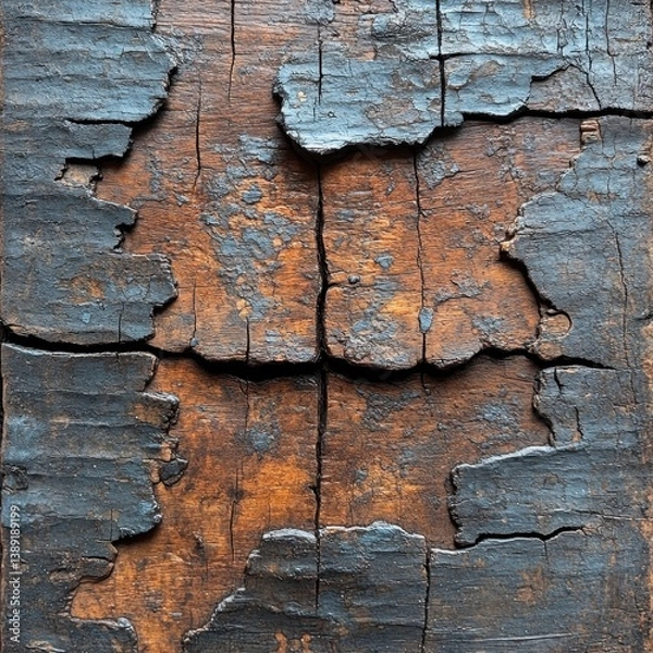 Obraz Flaking rust and blue paint on old surface