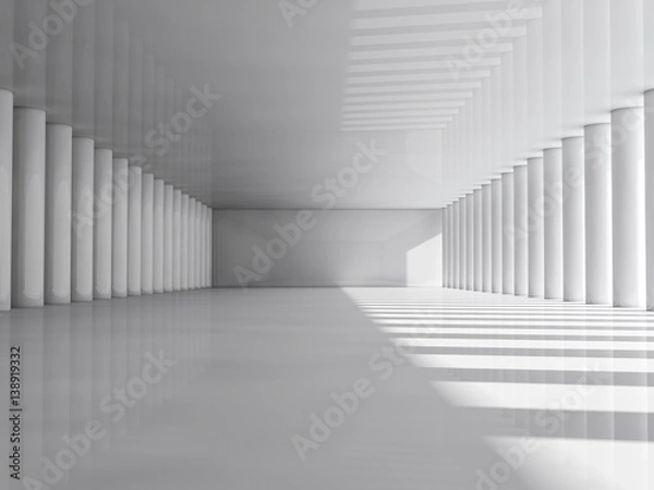 Obraz Abstract modern architecture background, empty white open space interior with columns. 3D rendering