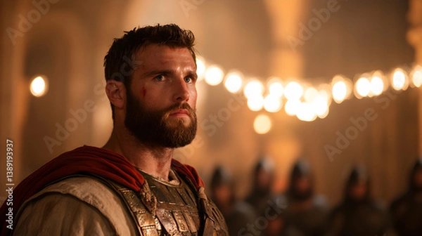 Obraz Portrait of a Bearded Warrior with a Wound