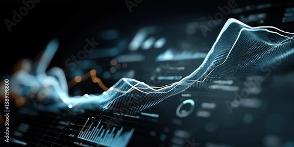 Fototapeta Futuristic interface showing digital financial growth and data flow