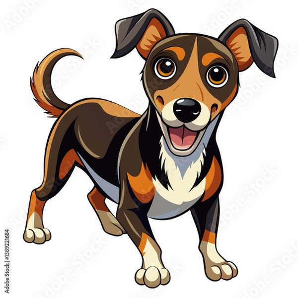 Obraz A cartoon dog in playful mood vector isolated on white background