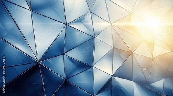 Fototapeta Geometric Architectural Marvel: A Captivating Abstract of Triangles and Light Play in Modern Design