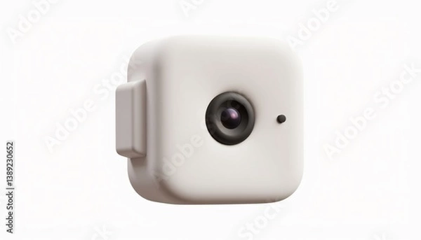 Fototapeta Isolated White Minimalist Style Security Camera Design With Rounded Edges