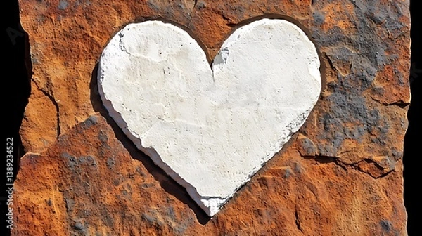 Fototapeta A textured stone surface with a white heart shape