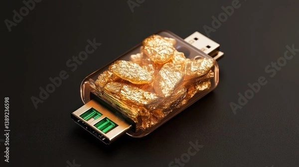 Fototapeta Gold-filled USB drive
