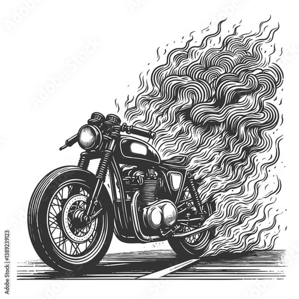 Fototapeta motorcycle burnout with smoke clouds raster