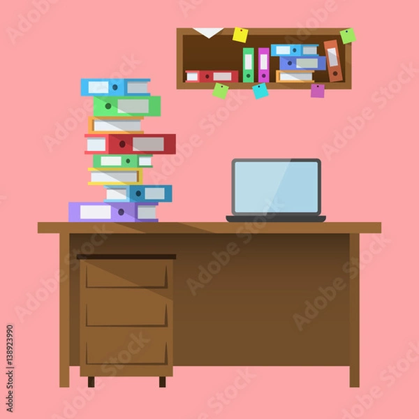 Fototapeta Office workspace illustration