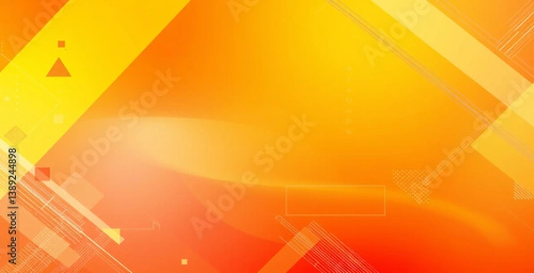 Fototapeta Yellow orange red abstract background for design. Geometric shapes. Triangles, squares, stripes, lines. Color gradient. Modern, futuristic. Light dark shades.