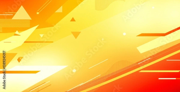 Fototapeta Yellow orange red abstract background for design. Geometric shapes. Triangles, squares, stripes, lines. Color gradient. Modern, futuristic. Light dark shades.