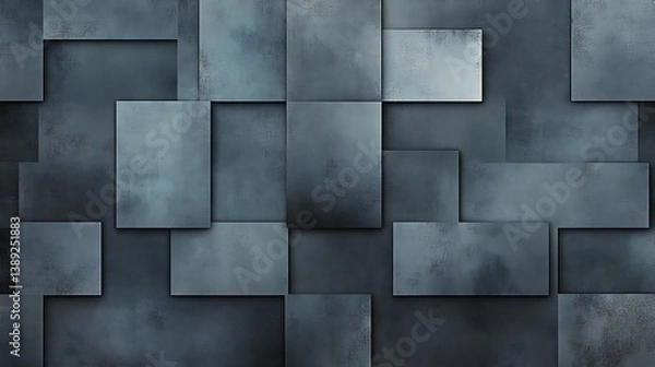 Fototapeta Abstract dark gray metallic square blocks background.