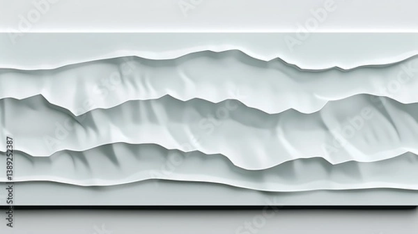 Fototapeta White abstract layered art displaying undulating textured landscape design