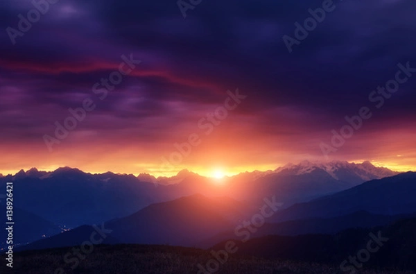 Fototapeta sunset in the mountains