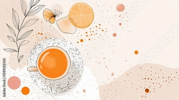 Obraz Serene Citrus Tea Break Abstract Art