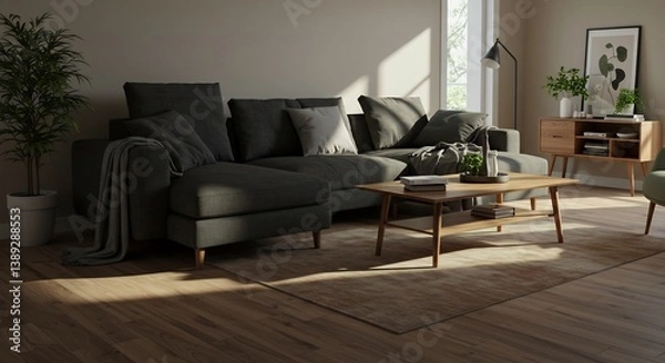 Fototapeta 穏やかな日差しが差し込む、落ち着いたリビング空間