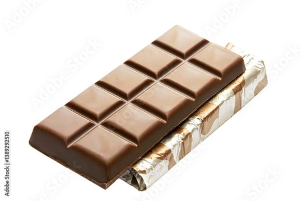 Obraz Delicious Milk Chocolate Bar Sweet Treat Partially Unwrapped Close Up View