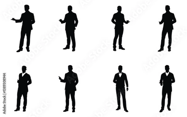 Obraz Silhouettes of Waiters and Hosts in Formal Attire