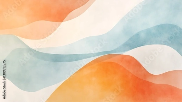 Obraz Abstract watercolor waves in orange and blue.