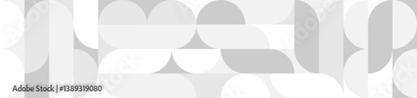 Obraz White trendy seamless background of circles and squares in modern Scandinavian style. Cover of gray geometric shapes in retro texture for wallpaper or packaging.