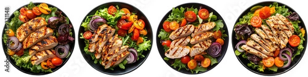 Obraz Four Grilled Chicken Salad Variations.