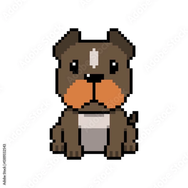 Obraz Pixel art cute pit bull terrier dog vector in retro style for design.