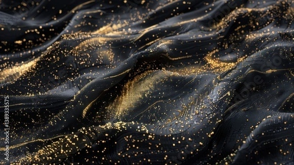 Fototapeta Black and gold silk background with satin texture, creating an elegant and abstract design perfect for presentations or high-end designs.