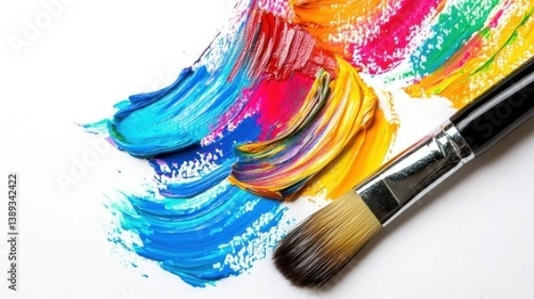 Obraz Vibrant paint strokes and brush