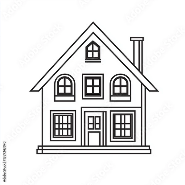 Fototapeta House Line Icon Isolated on White Background