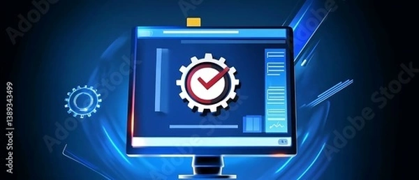 Fototapeta Modern representation of quality control standards on a monitor. 