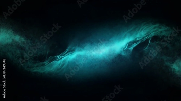 Fototapeta Black dark blue green teal mint turquoise abstract modern background. Color gradient ombre. Noise grain mesh. Light glow neon metal metallic effect. Line wave.Technology science concept. Wide banner.