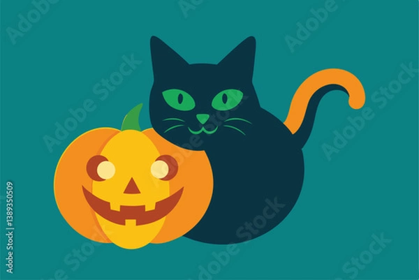 Obraz halloween cat with pumpkin