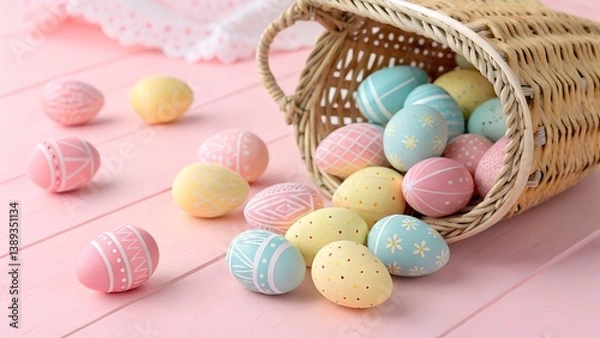 Obraz colorful easter eggs in basket