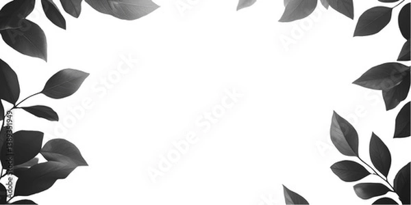 Obraz Black Leaf Frame Illustration With Transparent Background Design