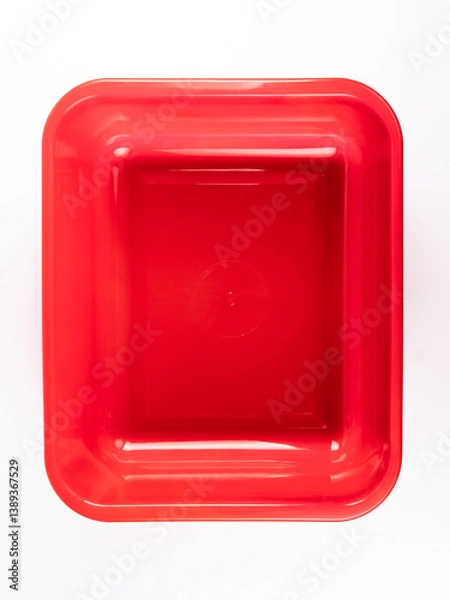 Fototapeta Purple red plastic empty square basin isolated on white background