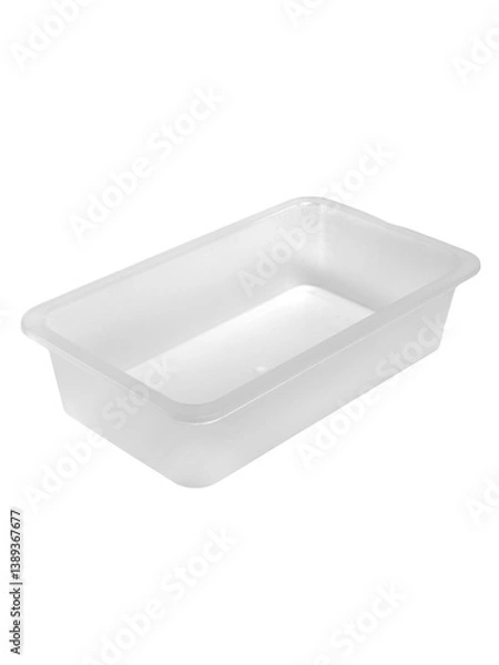 Fototapeta Empty transparent plastic food container isolated on white
