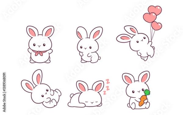 Fototapeta Cute and attractive bunny character cartoon