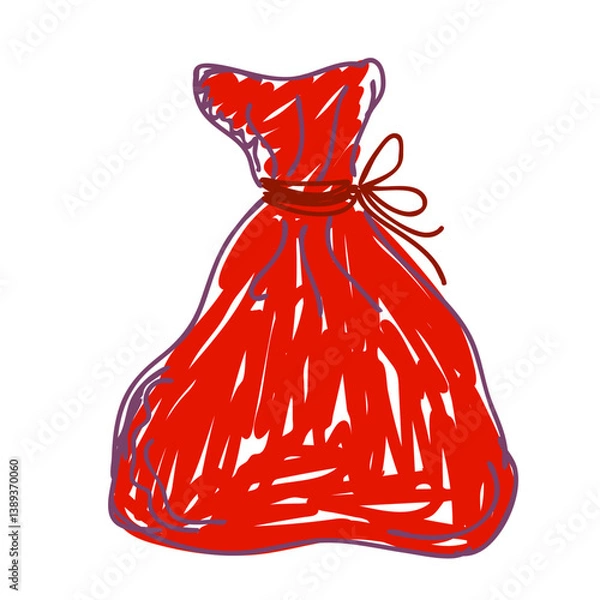 Obraz Red bag vector sketch illustration.