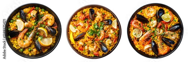 Fototapeta  Paella on bowl, transparent background