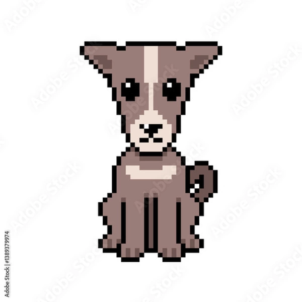 Fototapeta Pixel art cute greyhound dog vector in retro style for design.