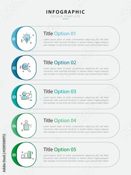Obraz Timeline Creator infographic template. 5 Step timeline journey, calendar Flat simple infographics design template. presentation graph. Business concept with 5 options, vector illustration.
