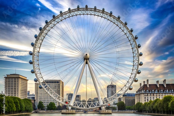Fototapeta Millennium Wheel cloudy sky backdrop