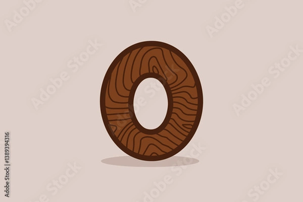 Obraz Wooden Bold Number Zero Logo Design