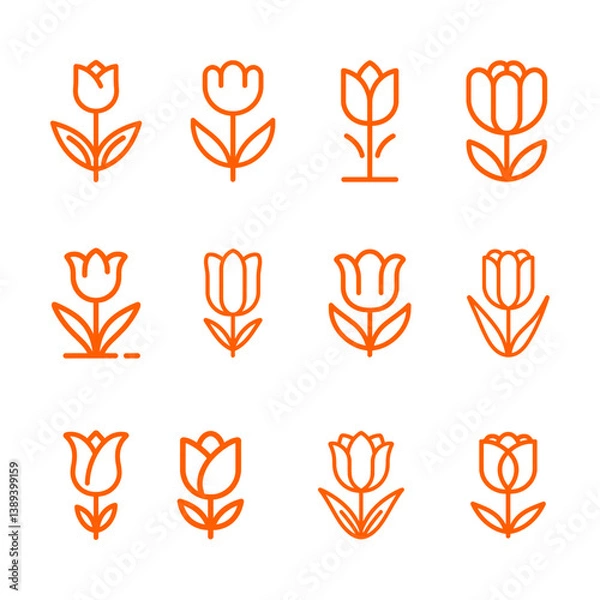 Fototapeta Minimalist Tulip Symbols for Koningsdag and Spring
